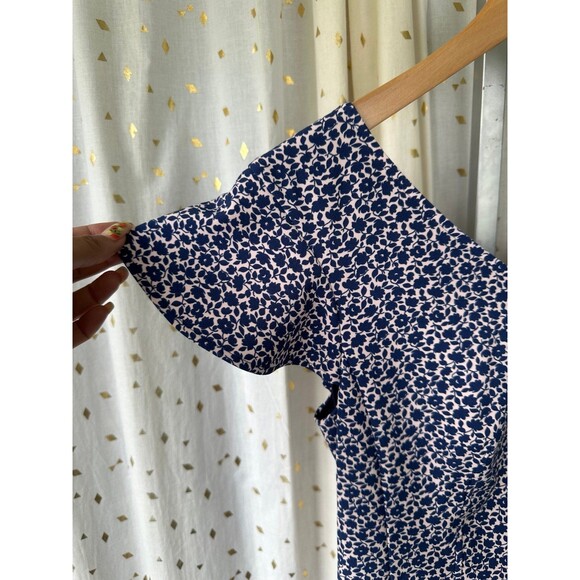 Lark & Ro Women's Ditsy Floral Flutter Cap Sleeve Double V Neck Sheath Dress 4 - Picture 6 of 10